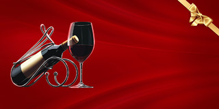 红色质感纹理红酒酒杯酒瓶酒吧代金券背景